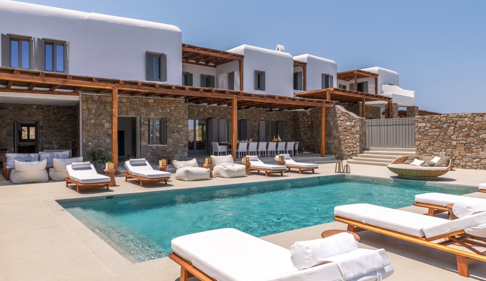 Villa Aliona Mykonos - Vue extérieure de la villa avec piscine