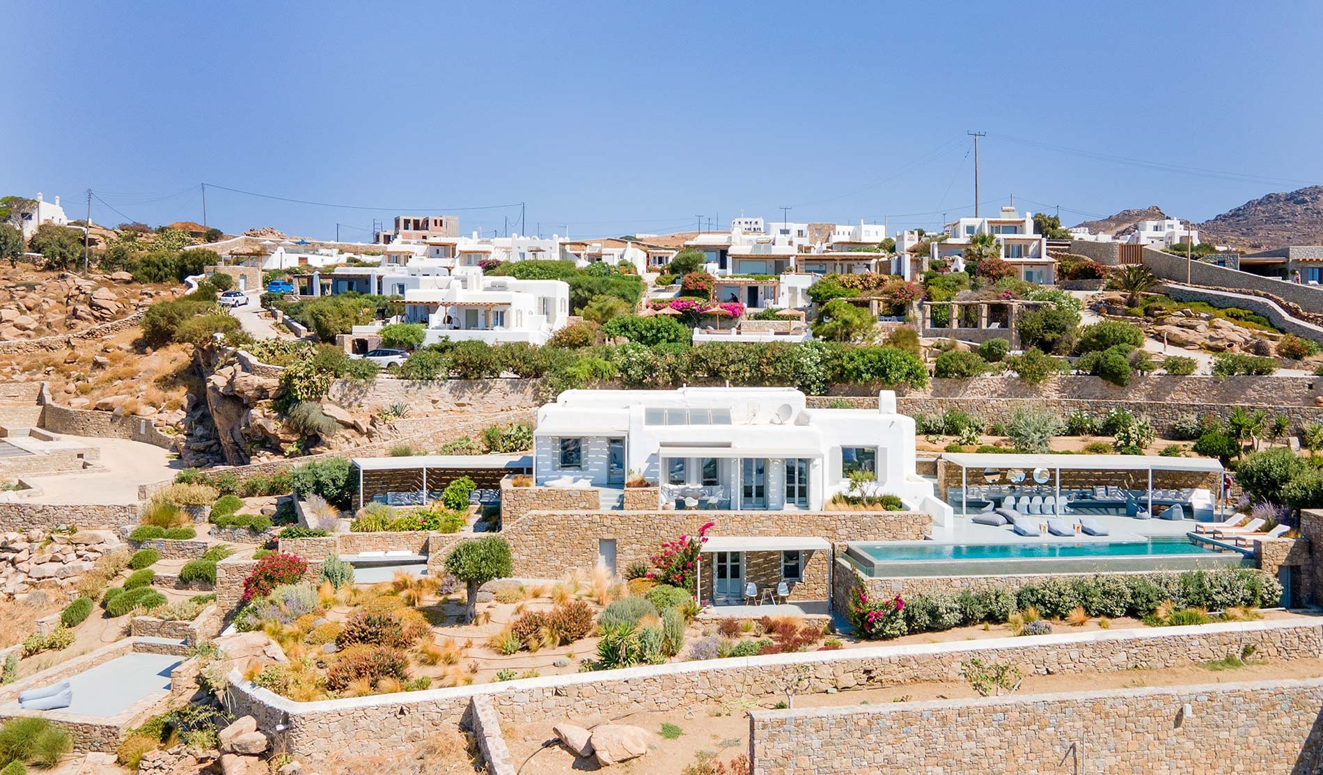 Villa Daria Mykonos - Vue extérieure de la villa avec piscine