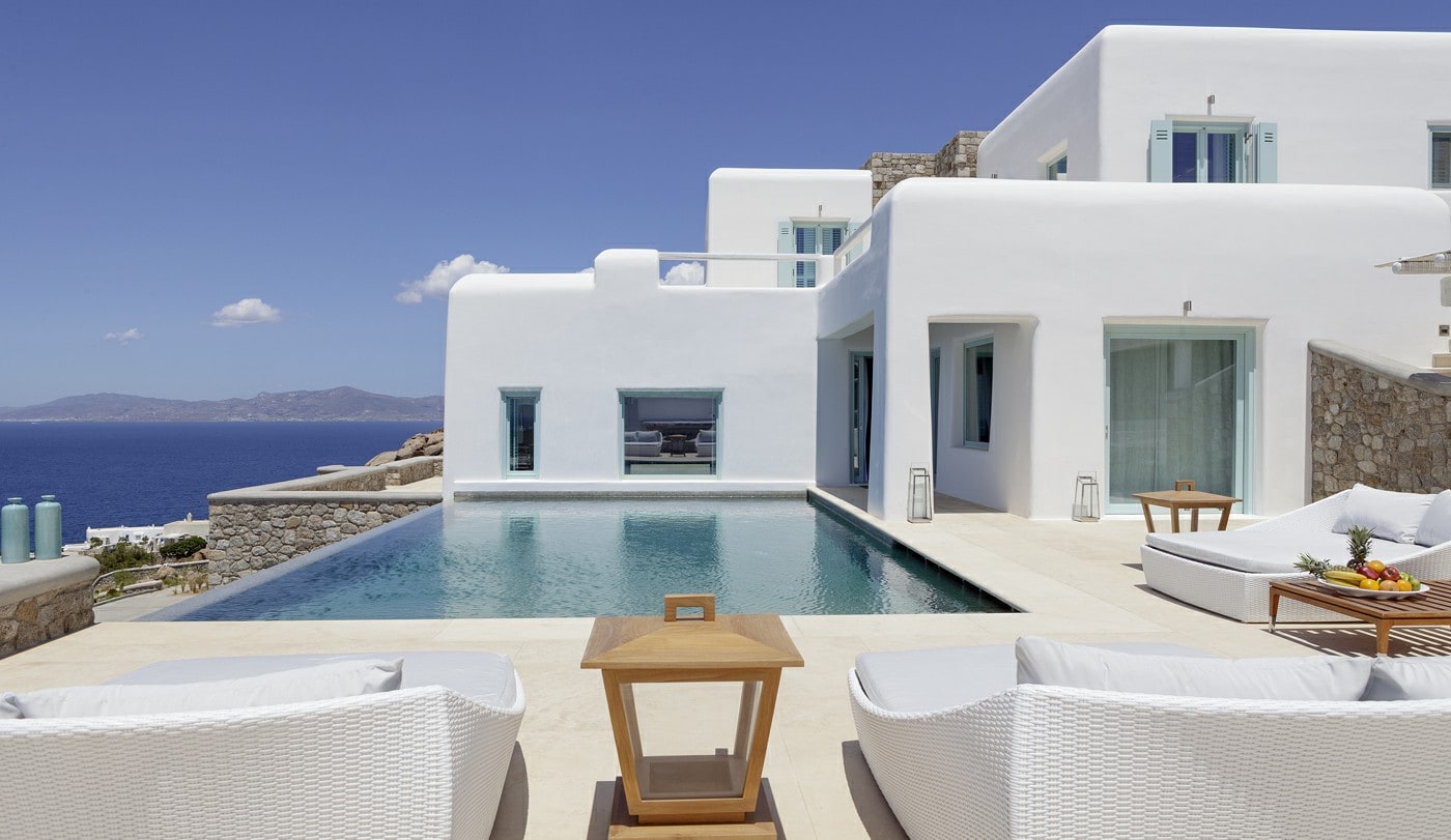 Villa Maia Mykonos - Vue extérieure de la villa avec piscine